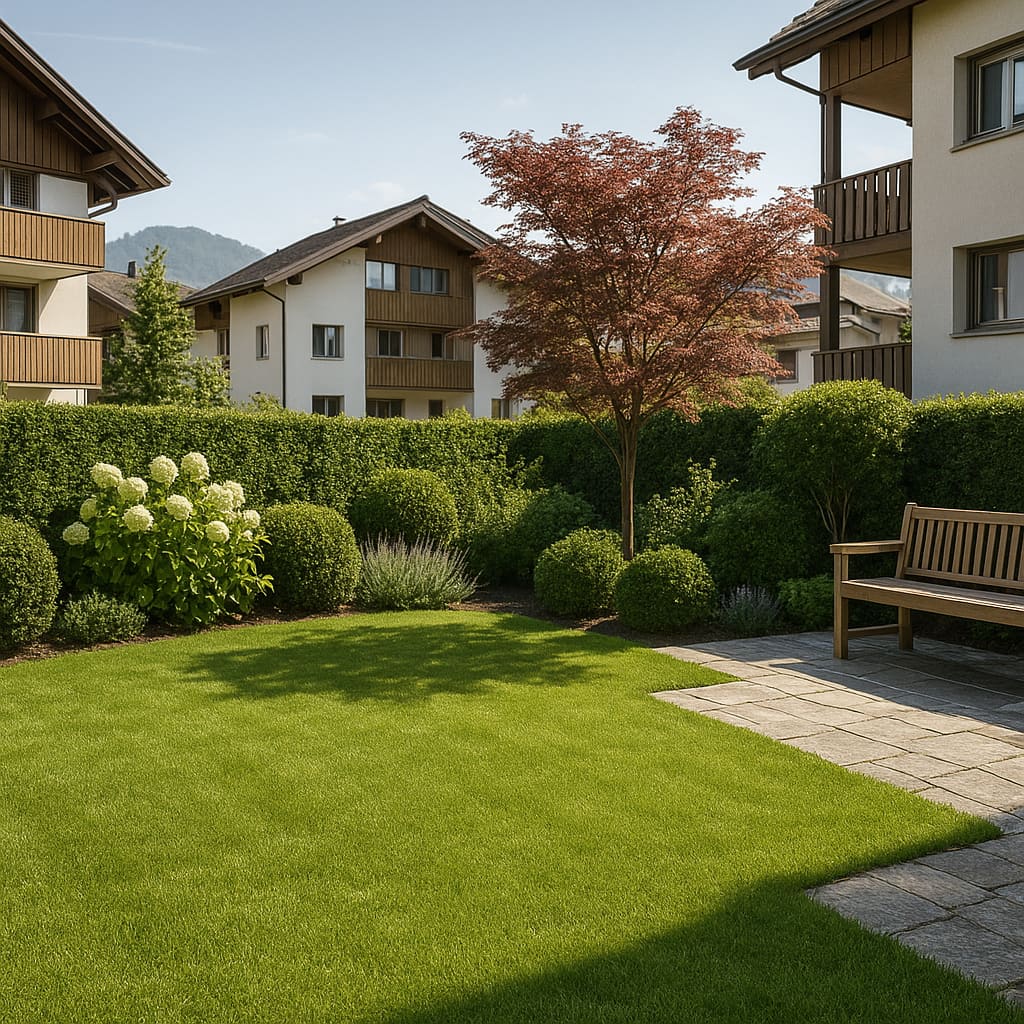 Gepflegter Garten in urbanem Umfeld