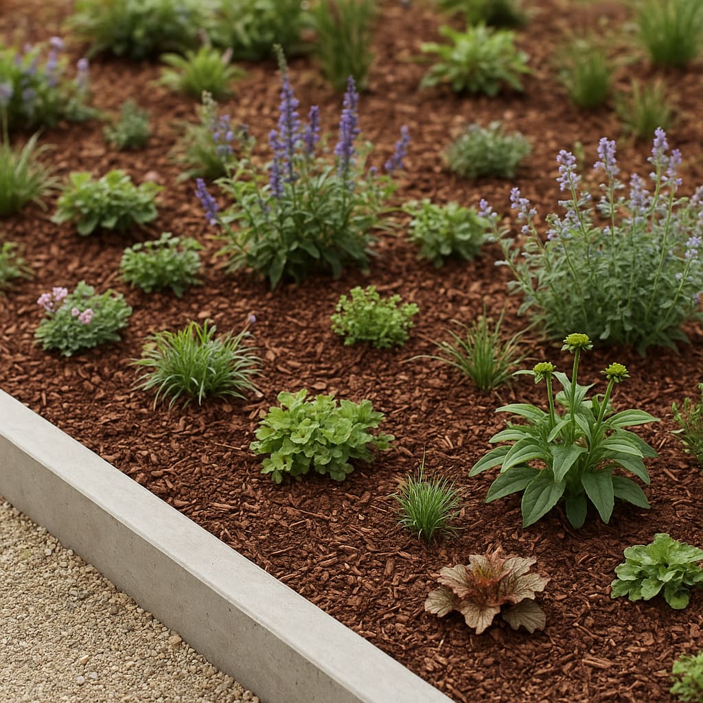 Neu angelegte Bepflanzung im Garten